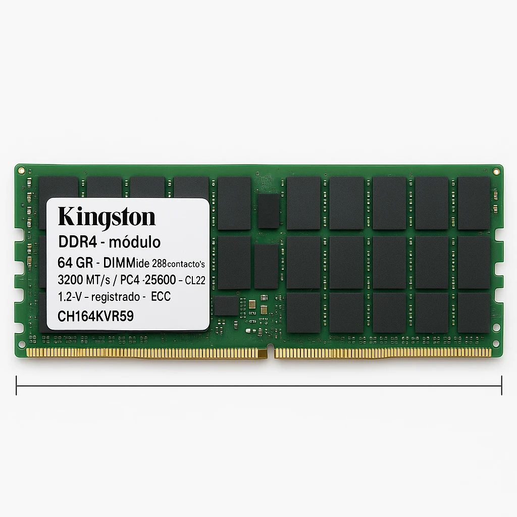 Kingston - DDR4 - módulo - 64 GB - DIMM de 288 contactos - 3200 MT/s / PC4-25600 - CL22 - 1.2 V - registrado - ECC