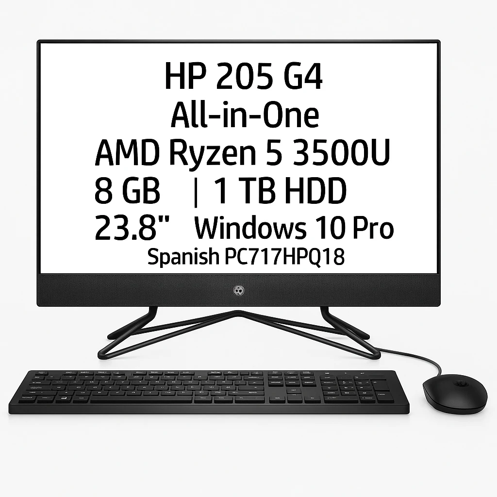 HP 205 G4 - All-in-one - AMD Ryzen 5 3500U - 8 GB - 1 TB HDD - 23.8" - Windows 10 Pro - Spanish