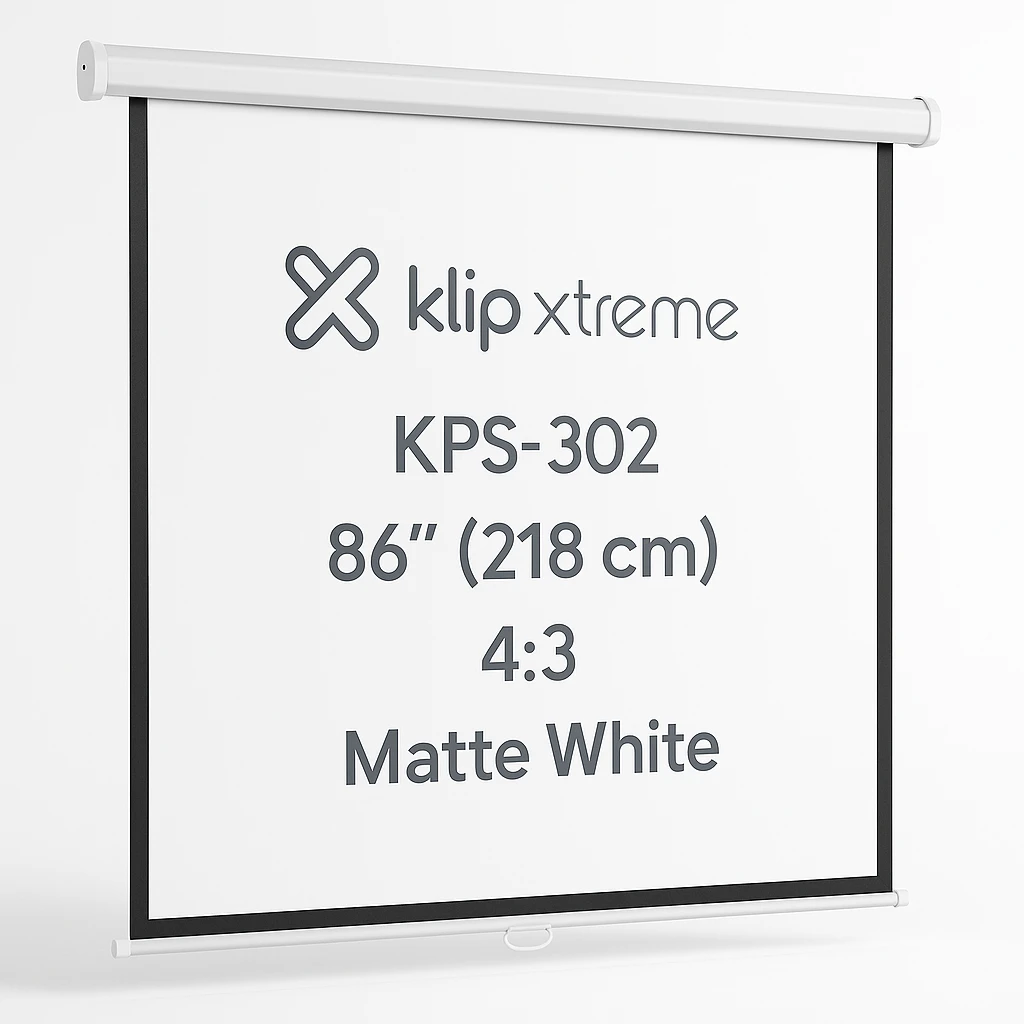Klip Xtreme KPS-302 - Pantalla de proyección - instalable en el techo, instalable en pared - 86" (218 cm) - 4:3 - Matte White - blanco