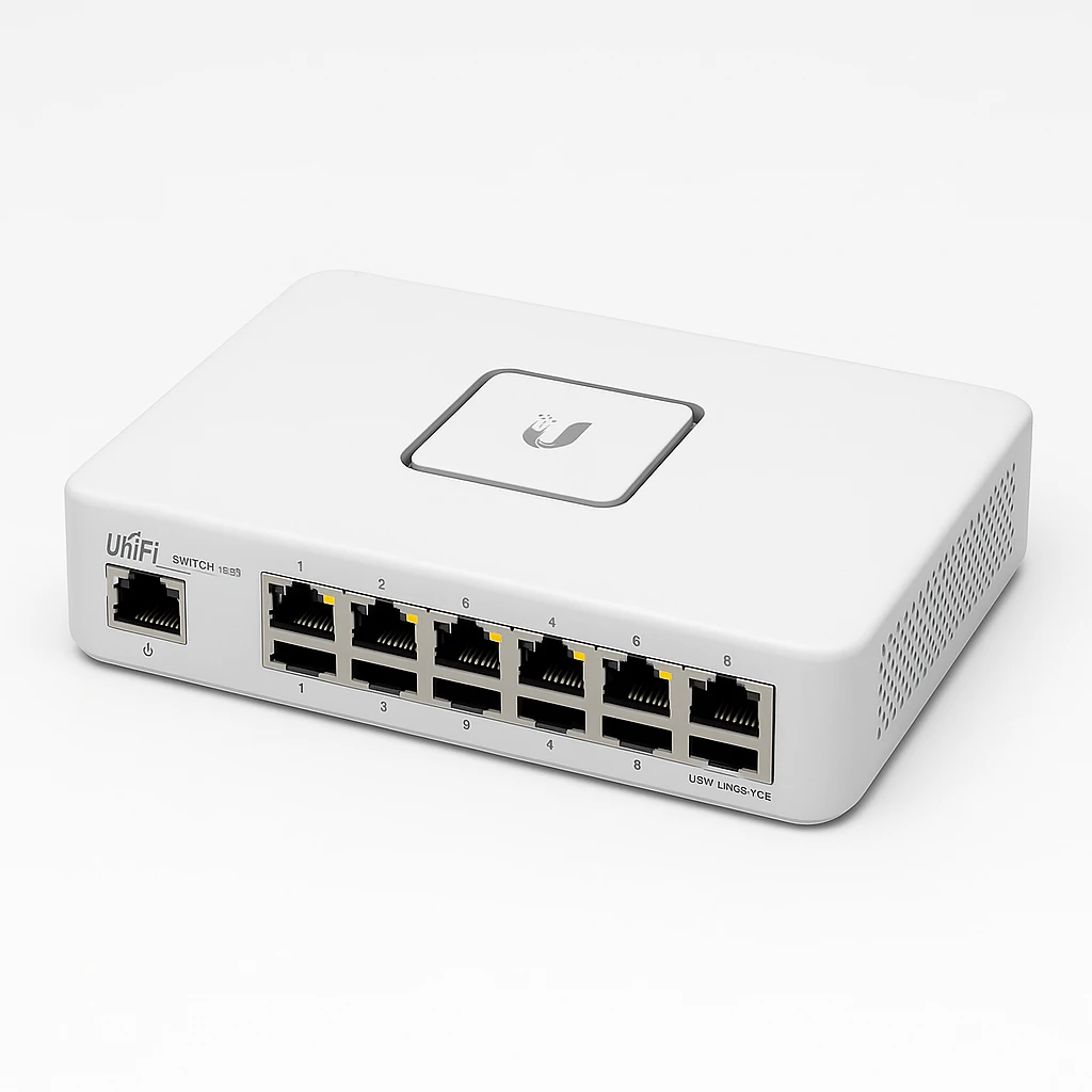 Ubiquiti UniFi Switch Lite USW-Lite-8-POE - Conmutador - Gestionado - 8 x 10/100/1000 (4 PoE+) - sobremesa, montaje en pared - PoE+ (52 W)