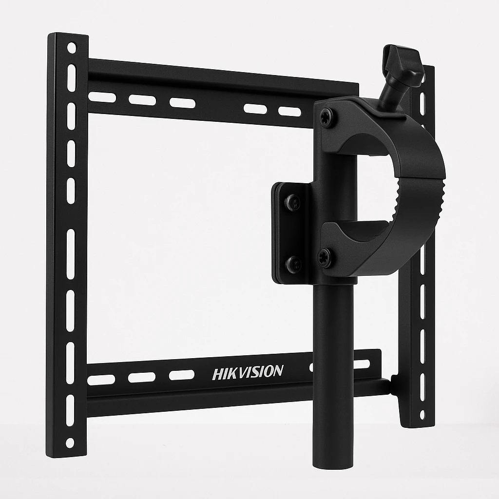 Hikvision - Kit de montaje (abrazadera) - para pantalla LCD - acero laminado en frío SPCC - negro - interfaz de montaje: 600 x 400 mm - se puede instalar en la pared - para Hikvision DS-D2055
