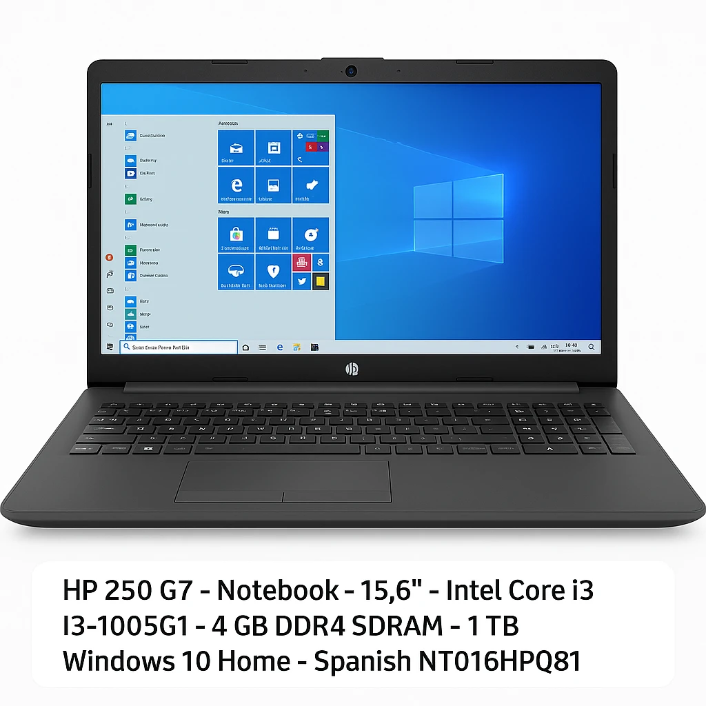 HP 250 G7 - Notebook - 15.6" - Intel Core i3 I3-1005G1 - 4 GB DDR4 SDRAM - 1 TB - Windows 10 Home - Spanish