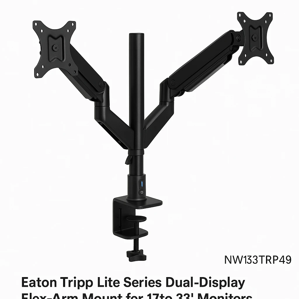 Eaton Tripp Lite Series Dual-Display Flex-Arm Mount for 17" to 32" Monitors - Clamp or Grommet, USB, Audio Ports - Kit de montaje (montaje con pinza de sujeción para escritorio) - movimiento 