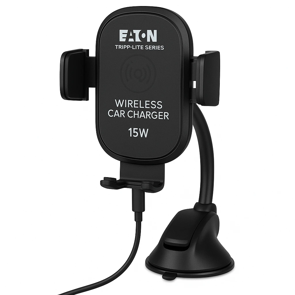 Eaton Tripp Lite Series Wireless Car Charger - 15W, USB-C, Qi Compliant, Apple/Samsung, Windshield/Dash/Vent Phone Holder - Soporte de carga inalámbrico para el coche - 15 vatios - 2 A - negr