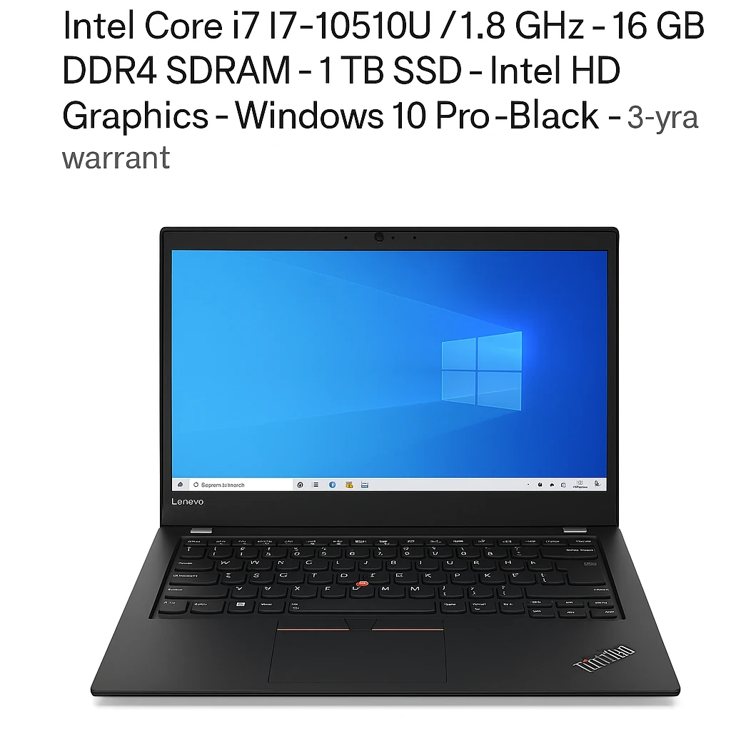 Lenovo ThinkPad - Notebook - 13.3" LCD - Intel Core i7 I7-10510U / 1.8 GHz - 16 GB DDR4 SDRAM - 1 TB SSD - Intel HD Graphics - Windows 10 Pro 64-bit Edition - Black - Spanish - 3-year warrant