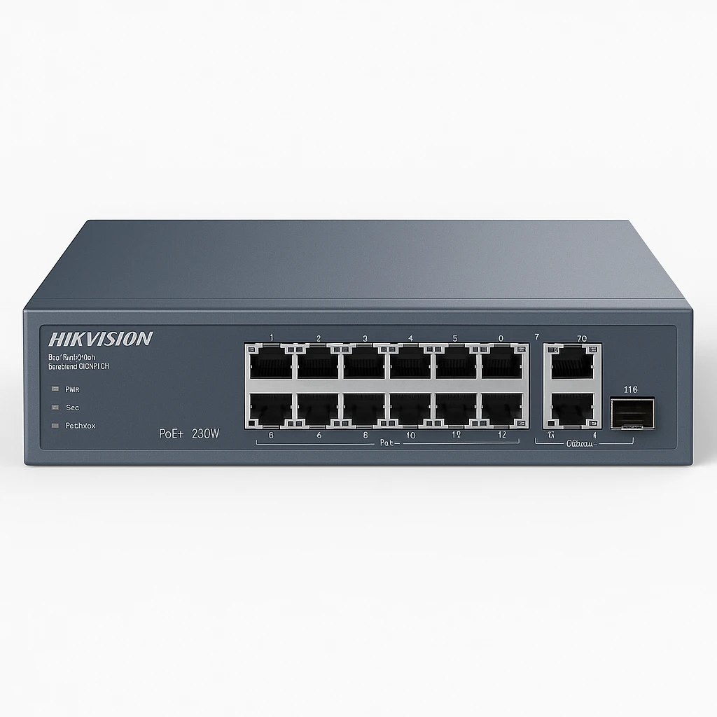 Hikvision DS-3E1318P-EI - Conmutador - Gestionado - 16 x 10/100 (PoE+) + 2 x combo Gigabit - sobremesa - PoE+ (230 W)