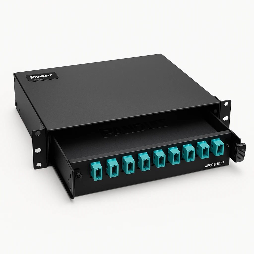 Panduit Opticom Fiber Optic Rack Mount Splice Enclosure - Soporte para conector de fibra óptica - negro