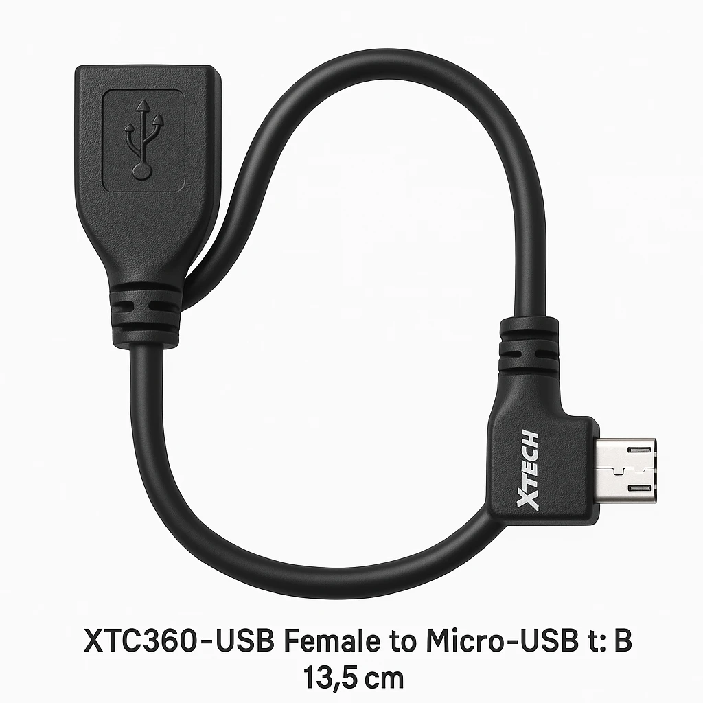 Xtech XTC360 - Adaptador para cable de datos - USB hembra a Micro-USB tipo B macho - 13.5 cm - conector en ángulo