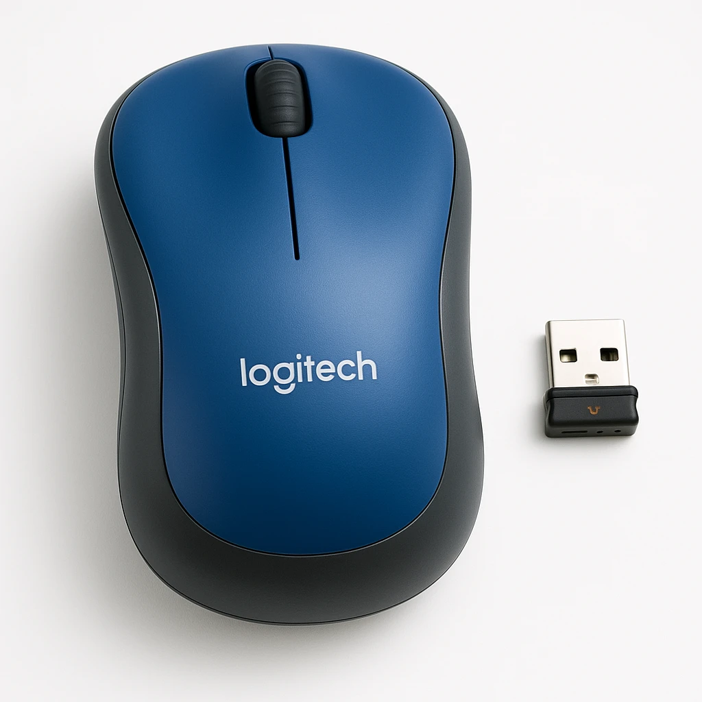Logitech M185 - Ratón - diestro y zurdo - óptico - inalámbrico - 2.4 GHz - receptor inalámbrico USB - azul