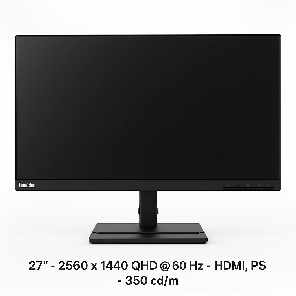 Lenovo ThinkVision P27h-20 - Monitor LED - 27" - 2560 x 1440 QHD @ 60 Hz - IPS - 350 cd/m² - 1000:1 - 4 ms - HDMI, DisplayPort, USB-C - altavoces - negro azabache