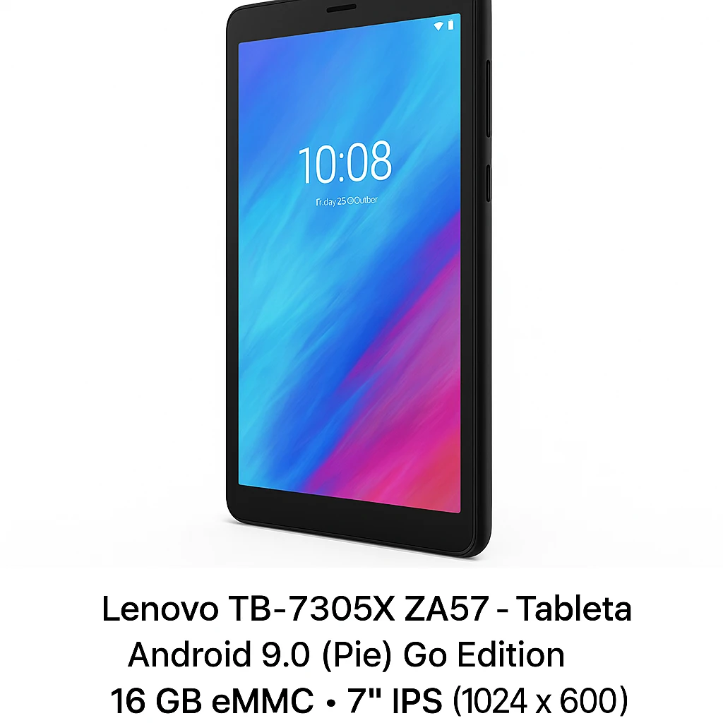 Lenovo TB-7305X ZA57 - Tableta - Android 9.0 (Pie) Go Edition - 16 GB eMMC - 7" IPS (1024 x 600) - Ranura para microSD - 4G - LTE - negro ónice