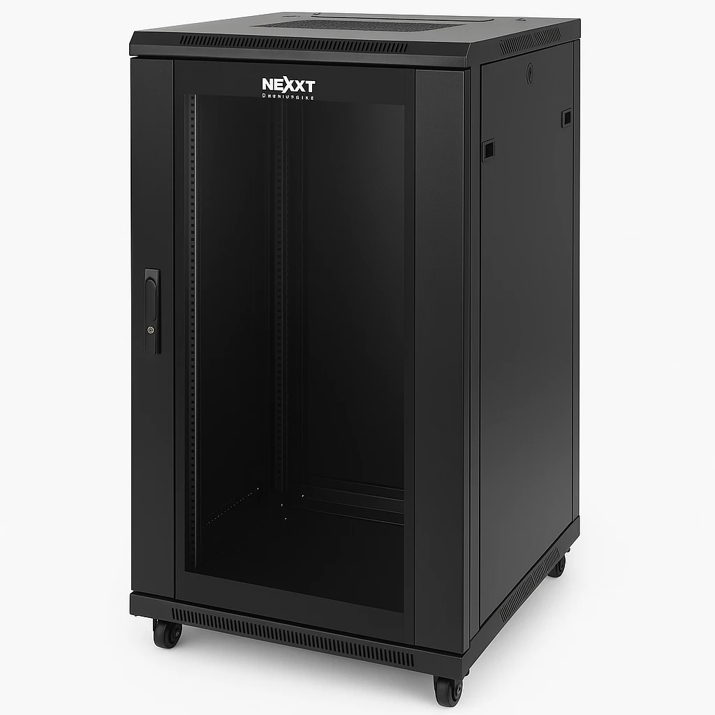 Nexxt Solutions - Rack armario - instalable en el suelo - RAL 9005, negro barniz - 27U - 19"