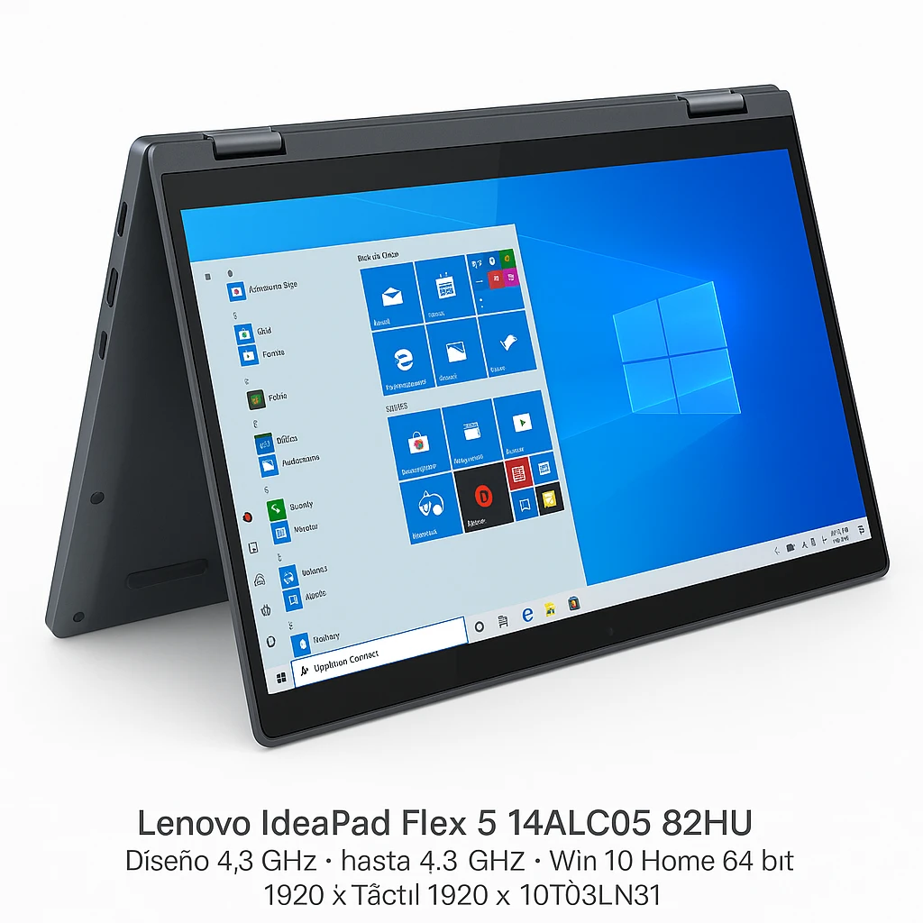Lenovo IdeaPad Flex 5 14ALC05 82HU - Diseño plegable - AMD Ryzen 7 - 5700U / hasta 4.3 GHz - Win 10 Home 64 bit - Radeon Graphics - 16 GB RAM - 512 GB SSD NVMe - 14" TN pantalla táctil 1920 x