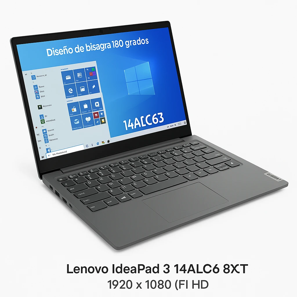 Lenovo IdeaPad 3 14ALC6 82KT - Diseño de bisagra en 180 grados - AMD Ryzen 5 - 5500U / hasta 4 GHz - Win 10 Home 64 bit - Radeon Graphics - 8 GB RAM - 256 GB SSD NVMe - 14" IPS 1920 x 1080 (F