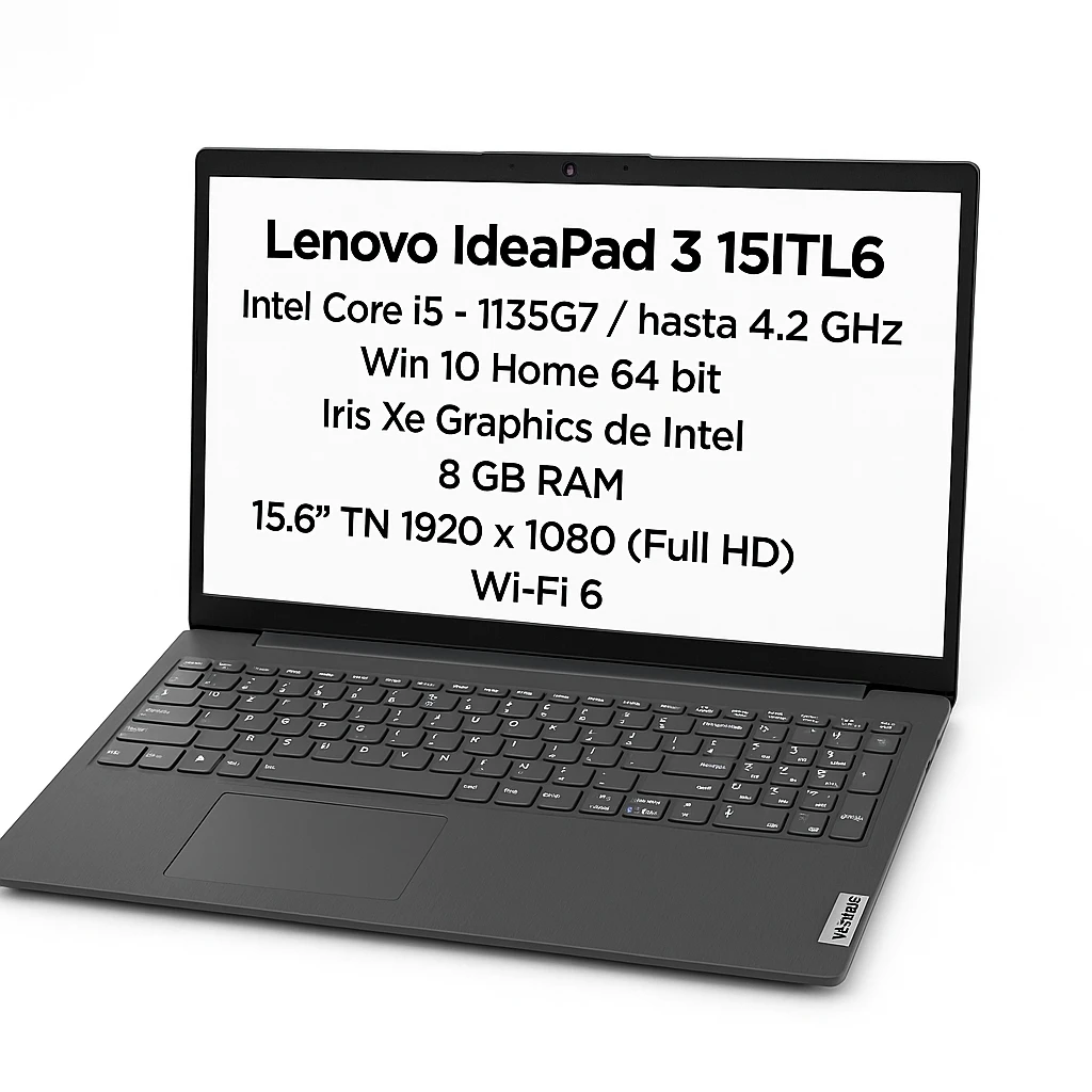 Lenovo IdeaPad 3 15ITL6 82H8 - Intel Core i5 - 1135G7 / hasta 4.2 GHz - Win 10 Home 64 bit - Iris Xe Graphics de Intel - 8 GB RAM - 256 GB SSD NVMe - 15.6" TN 1920 x 1080 (Full HD) - Wi-Fi 6 