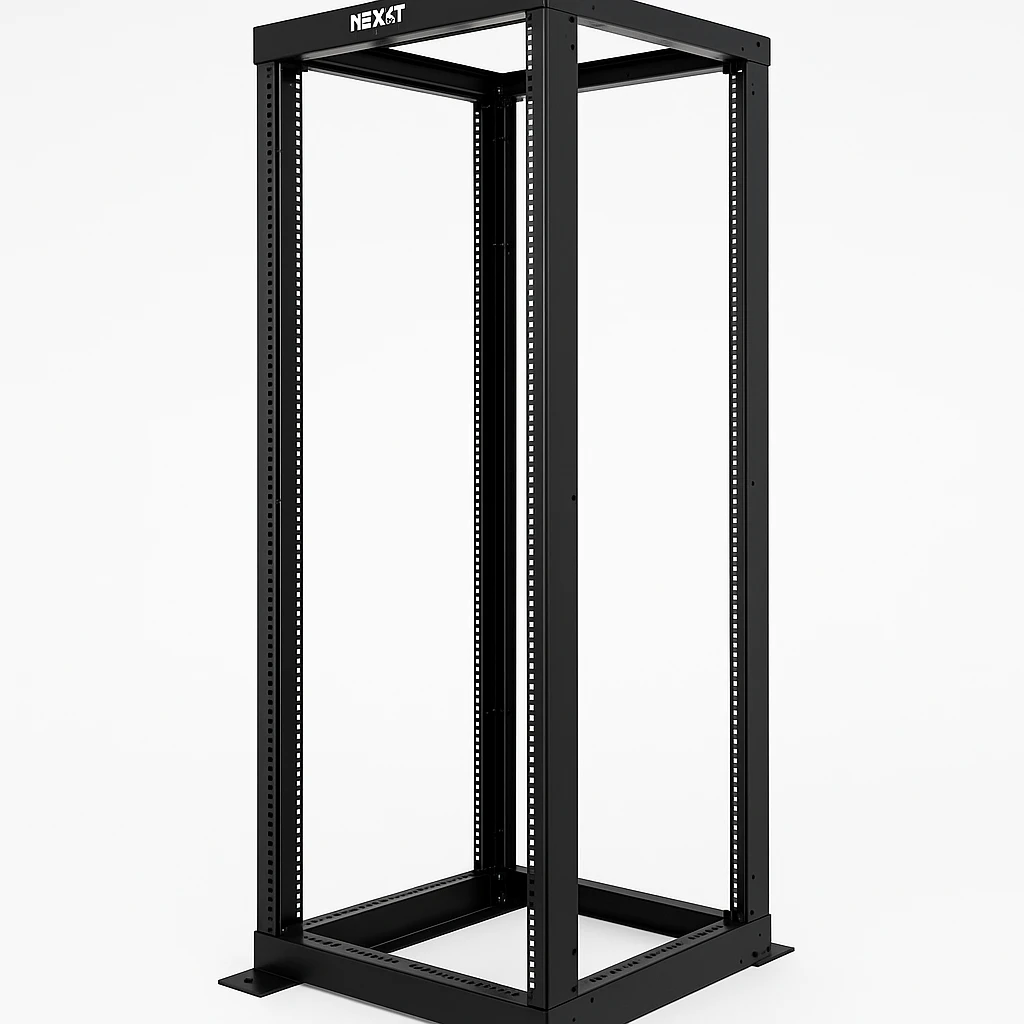 Nexxt Solutions - Rack marco abierto - 4 postes - instalable en el suelo - RAL 9005, negro barniz - 42U - 19"