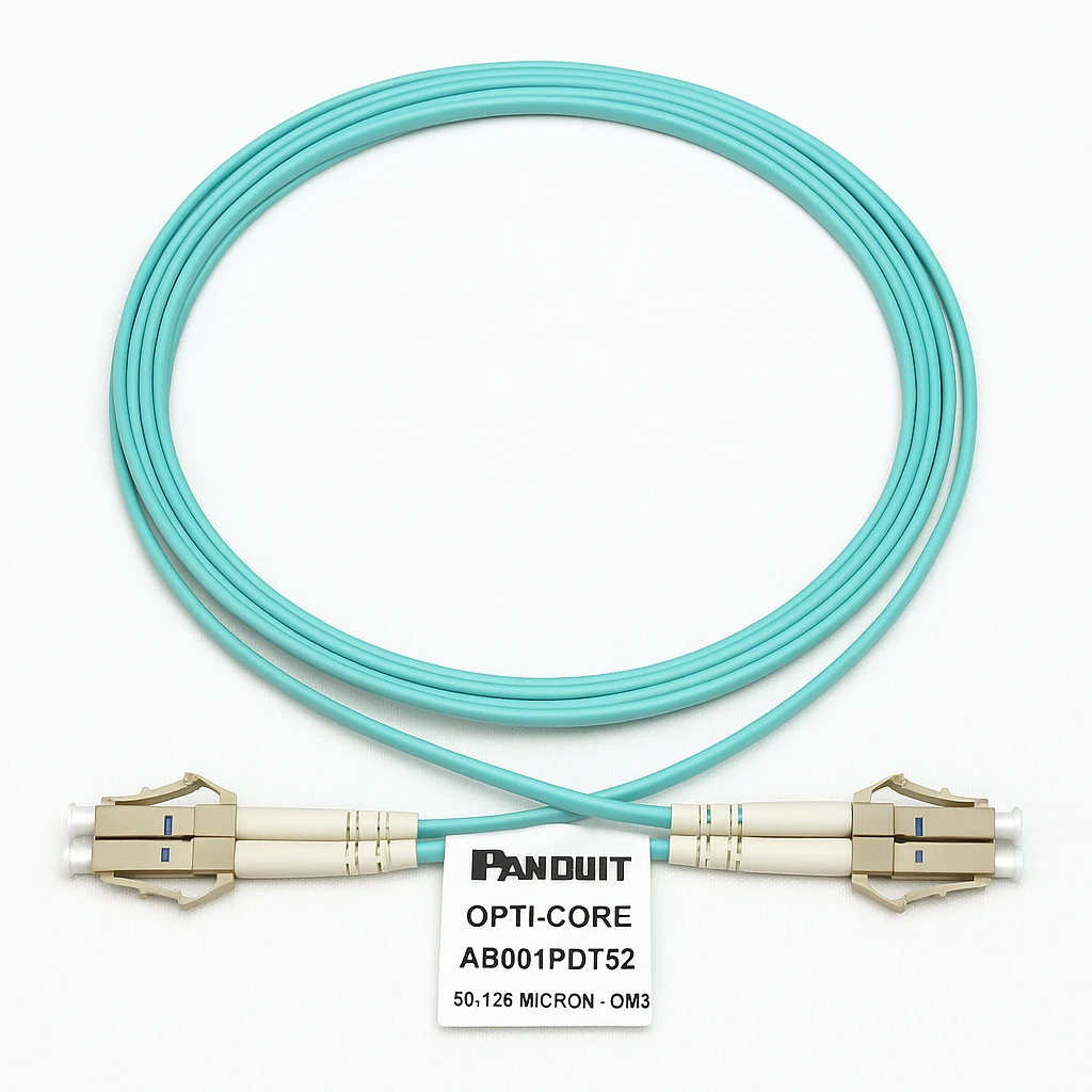 Panduit Opti-Core - Cable de interconexión - LC de modos múltiples (M) a LC de modos múltiples (M) - 2 m - fibra óptica - impresión a dos caras - 50/125 micras - OM3 - elevador - agua