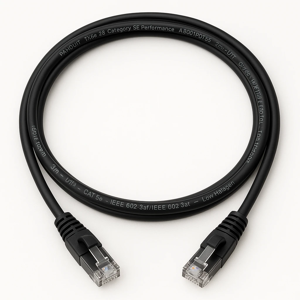 Panduit TX5e-28 Category 5E Performance - Cable de interconexión - RJ-45 (M) a RJ-45 (M) - 3 m - UTP - CAT 5e - IEEE 802.3af/IEEE 802.3at - sin halógenos, sin enganches, trenzado - negro