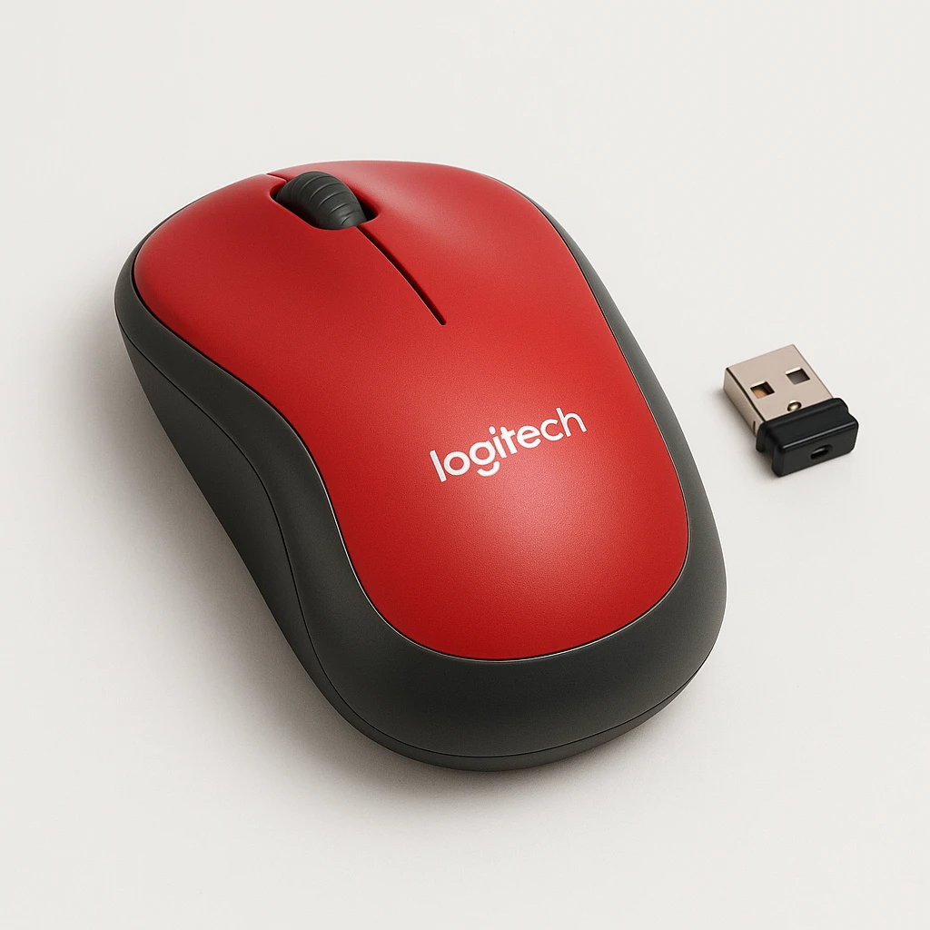 Logitech M185 - Ratón - diestro y zurdo - óptico - inalámbrico - 2.4 GHz - receptor inalámbrico USB - rojo