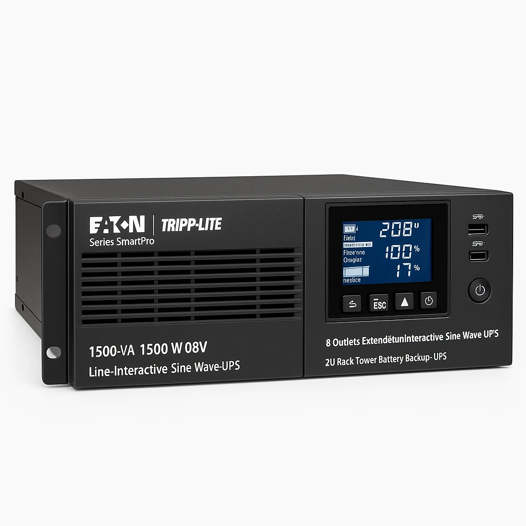 Eaton Tripp Lite Series SmartPro 1500VA 1500W 208V Line-Interactive Sine Wave UPS - 8 Outlets, Extended Run, Network Card Option, LCD, USB, DB9, 2U Rack/Tower Battery Backup - UPS (montaje en