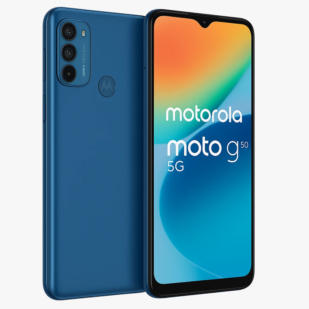 Motorola Moto G50 5G - 5G smartphone - SIM doble - RAM 4 GB / Memoria interna 64 GB - microSD slot - 6.5" (90 Hz) - 3 x cámaras traseras 48 MP, 2 MP, 2 MP - front camera 13 MP - azul