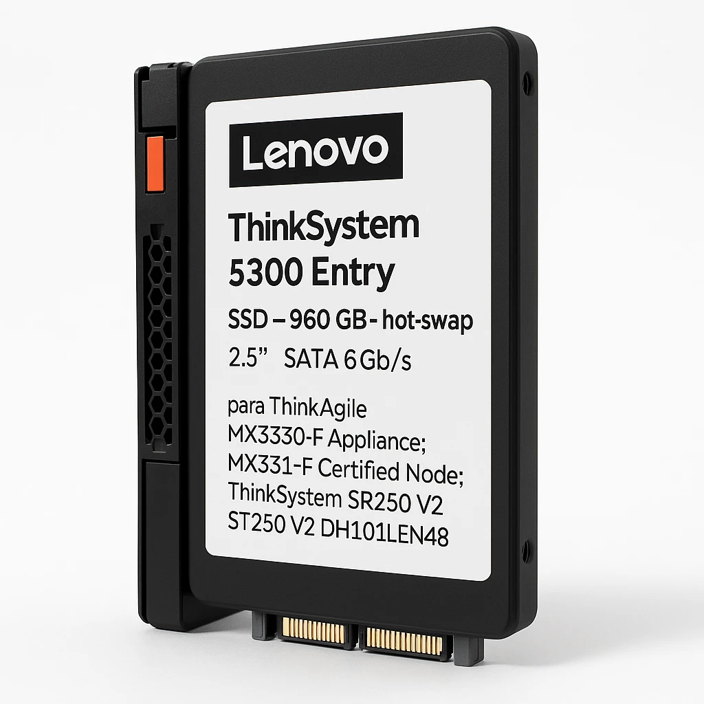Lenovo ThinkSystem 5300 Entry - SSD - 960 GB - hot-swap - 2.5" - SATA 6Gb/s - para ThinkAgile MX3330-F Appliance; MX3331-F Certified Node; ThinkSystem SR250 V2; ST250 V2