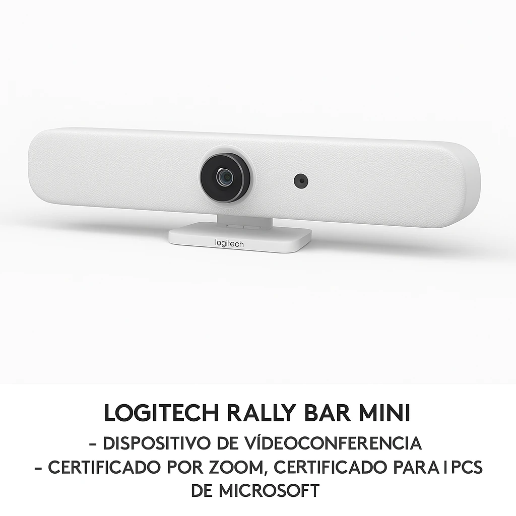 Logitech Rally Bar Mini - Dispositivo de vídeoconferencia - Certificado por Zoom, Certificado para Equipos de Microsoft - blanco