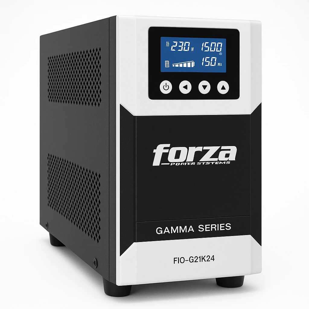 Forza Gamma Series FIO-G21K24 - Convertidor de alimentación - CA 230 V - 1500 vatios - 1500 VA - 1 fase - RS-232, RS-485, USB, Bluetooth - negro, blanco