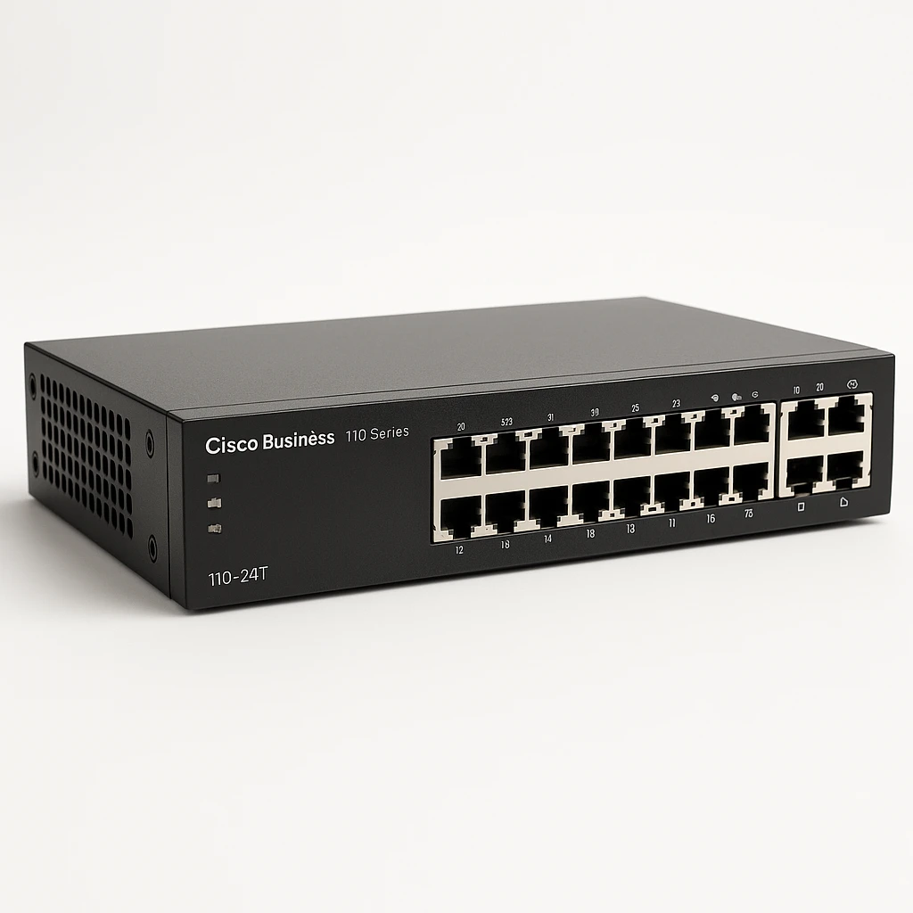 Cisco Business 110 Series 110-24T - Conmutador - sin gestionar - 24 x 10/100/1000 + 2 x Gigabit SFP combinado - sobremesa, montaje en rack, montaje en pared