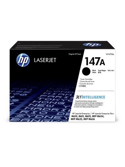 HP 147A - Negro - original - LaserJet - cartucho de tóner (W1470A) - para LaserJet Enterprise MFP M634; LaserJet Enterprise Flow MFP M634, MFP M635, MFP M636