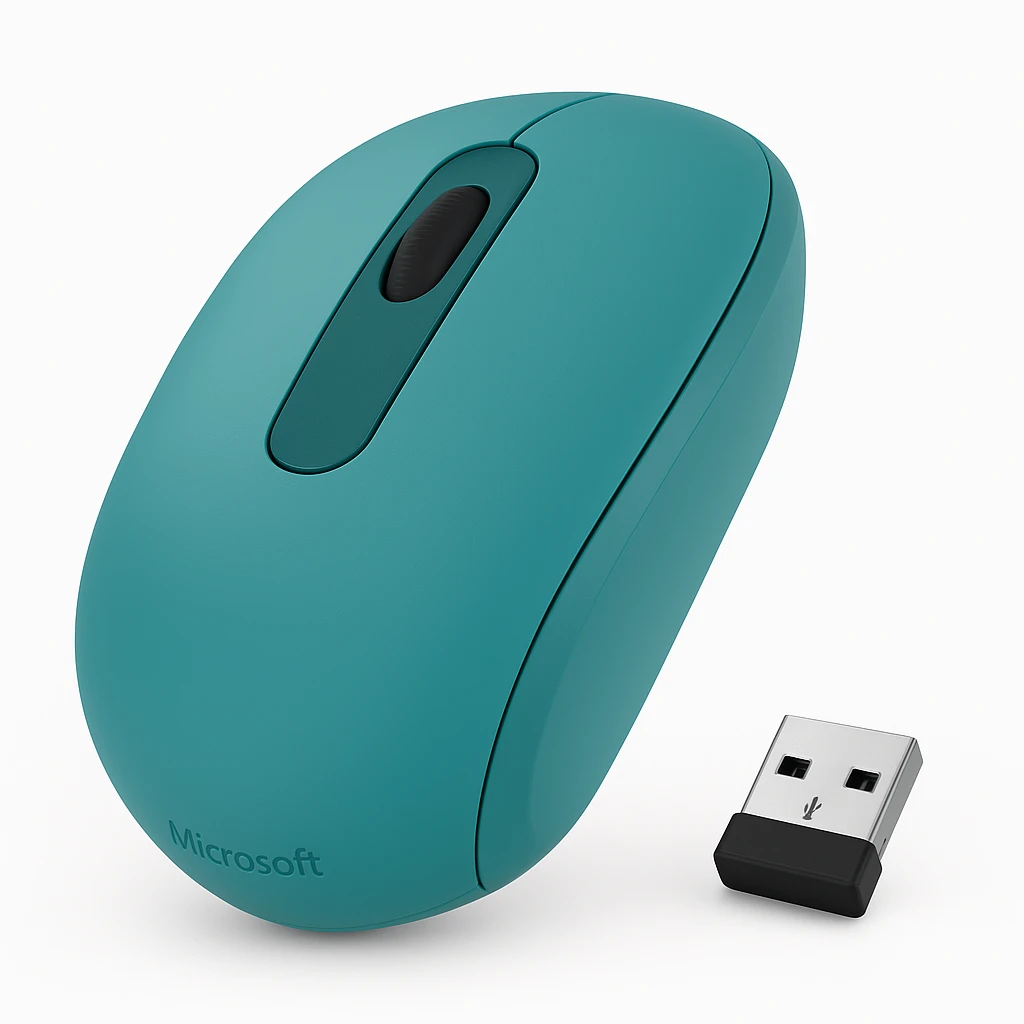 Microsoft ratón móvil inalámbrico 1850 - Ratón - diestro y zurdo - óptico - 3 botones - inalámbrico - 2.4 GHz - receptor inalámbrico USB - azul verdoso