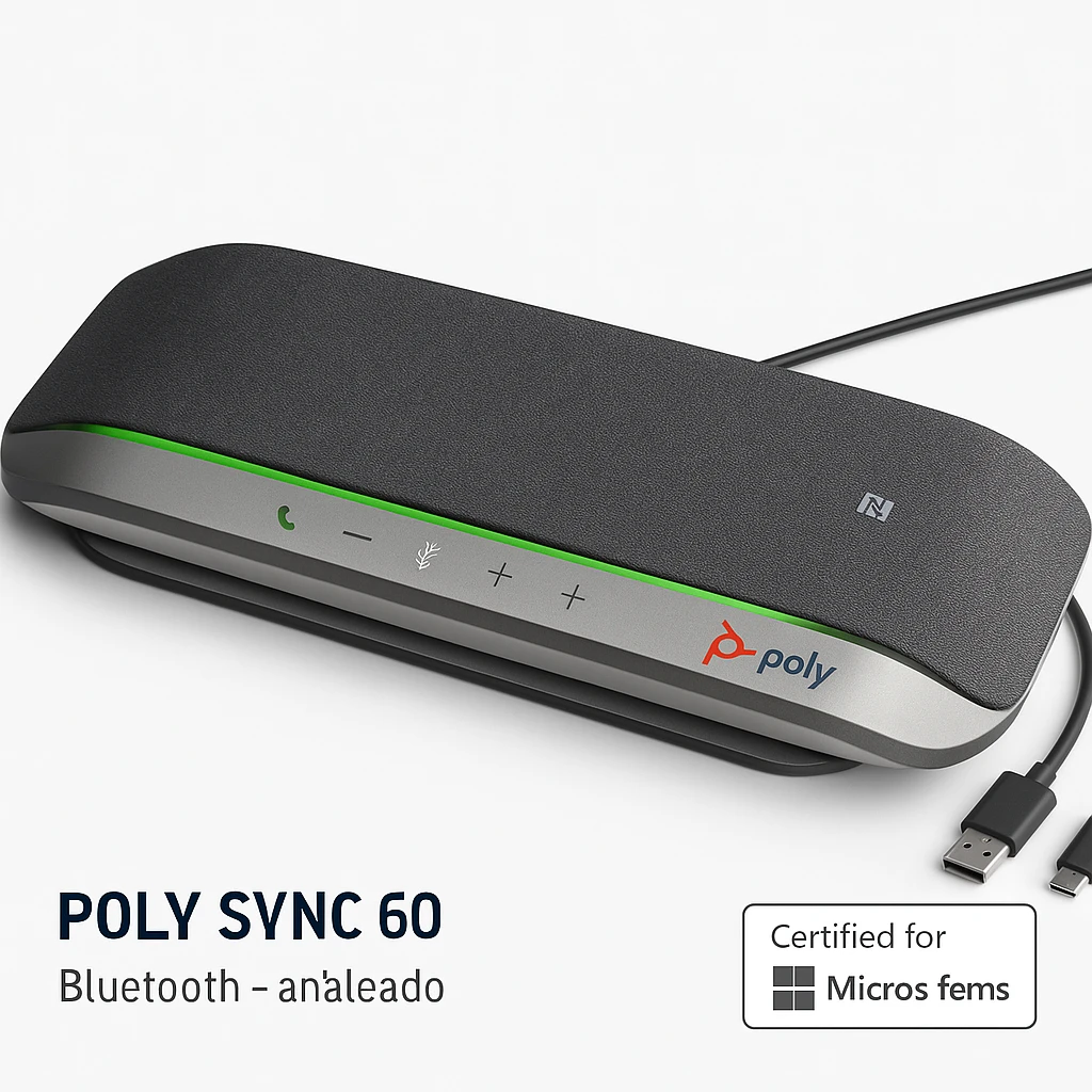 Poly Sync 60 - Altavoz de manos libres inteligente - Bluetooth - cableado, inalámbrico - NFC - USB-A, USB-C - Certificado para Equipos de Microsoft