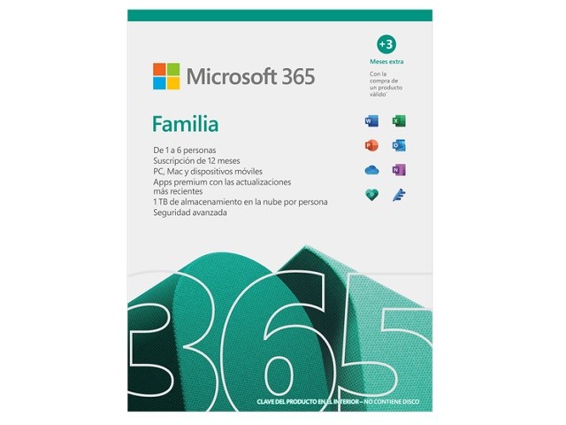 Microsoft Office Microsoft 365 Family AllLng EM Sub PK Lic 15 Mo Onln LatAmOnly DwnLd Ext - Base License - 1 active user - Download - Windows - Spanish