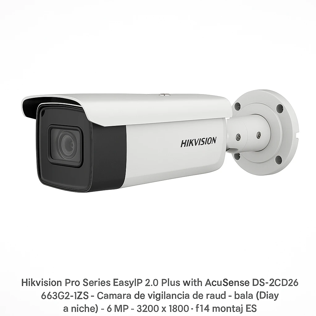 Hikvision Pro Series EasyIP 2.0 Plus with AcuSense DS-2CD2663G2-IZS - Cámara de vigilancia de red - bala - contra polvo/vandalismo/agua - color (Día y noche) - 6 MP - 3200 x 1800 - f14 montaj