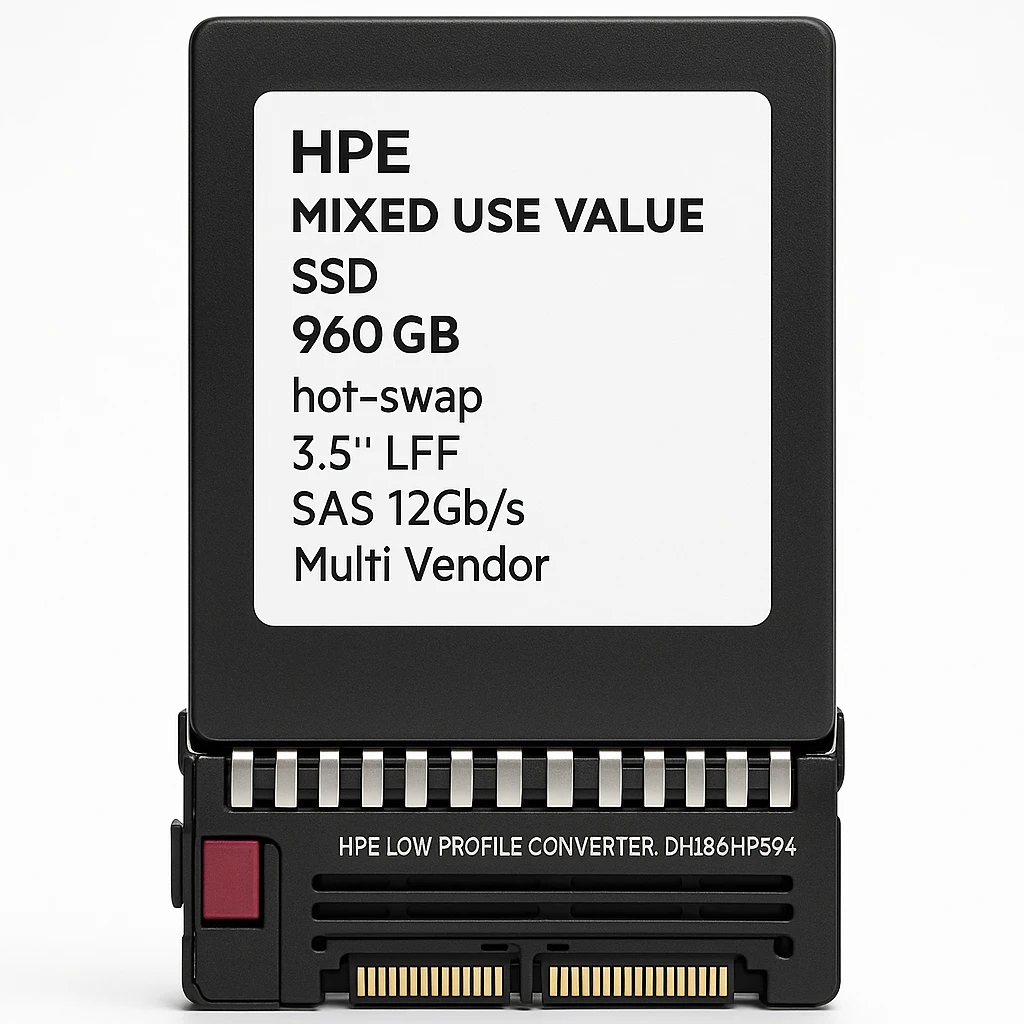 HPE Mixed Use Value - SSD - 960 GB - hot-swap - 3.5" LFF - SAS 12Gb/s - Multi Vendor - con HPE Low Profile Converter