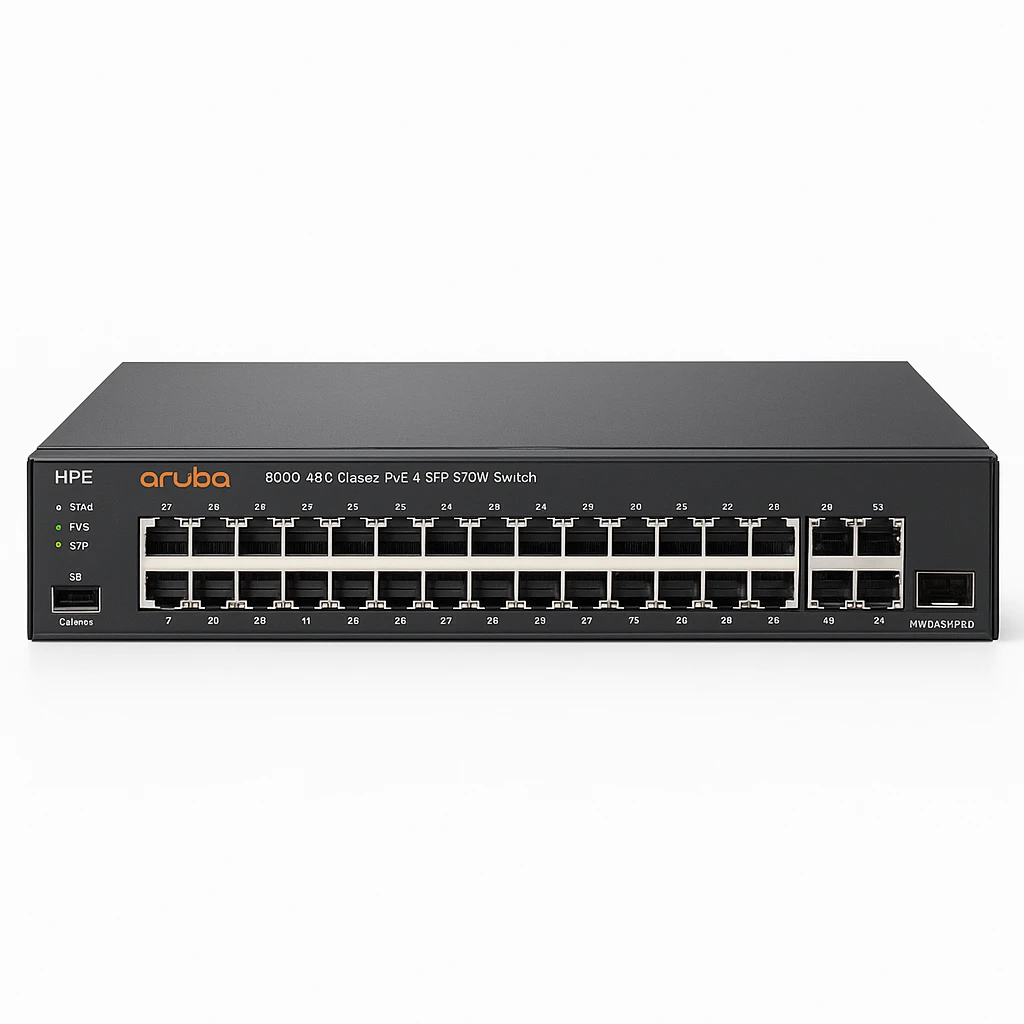 HPE Aruba 6000 48G Class4 PoE 4SFP 370W Switch - Conmutador - Gestionado - 48 x 10/100/1000 (PoE+) + 4 x Gigabit SFP - flujo de aire de lado a lado - montaje en rack - PoE (370 W)