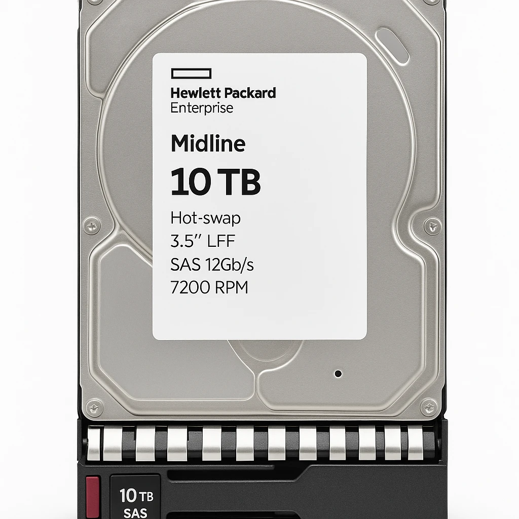 HPE Midline - Disco duro - 10 TB - hot-swap - 3.5" LFF - SAS 12Gb/s - 7200 rpm - para Modular Smart Array 2060 10GbE iSCSI LFF Storage, 2060 12Gb SAS LFF Storage, 2060 16Gb Fibre Channel LFF 