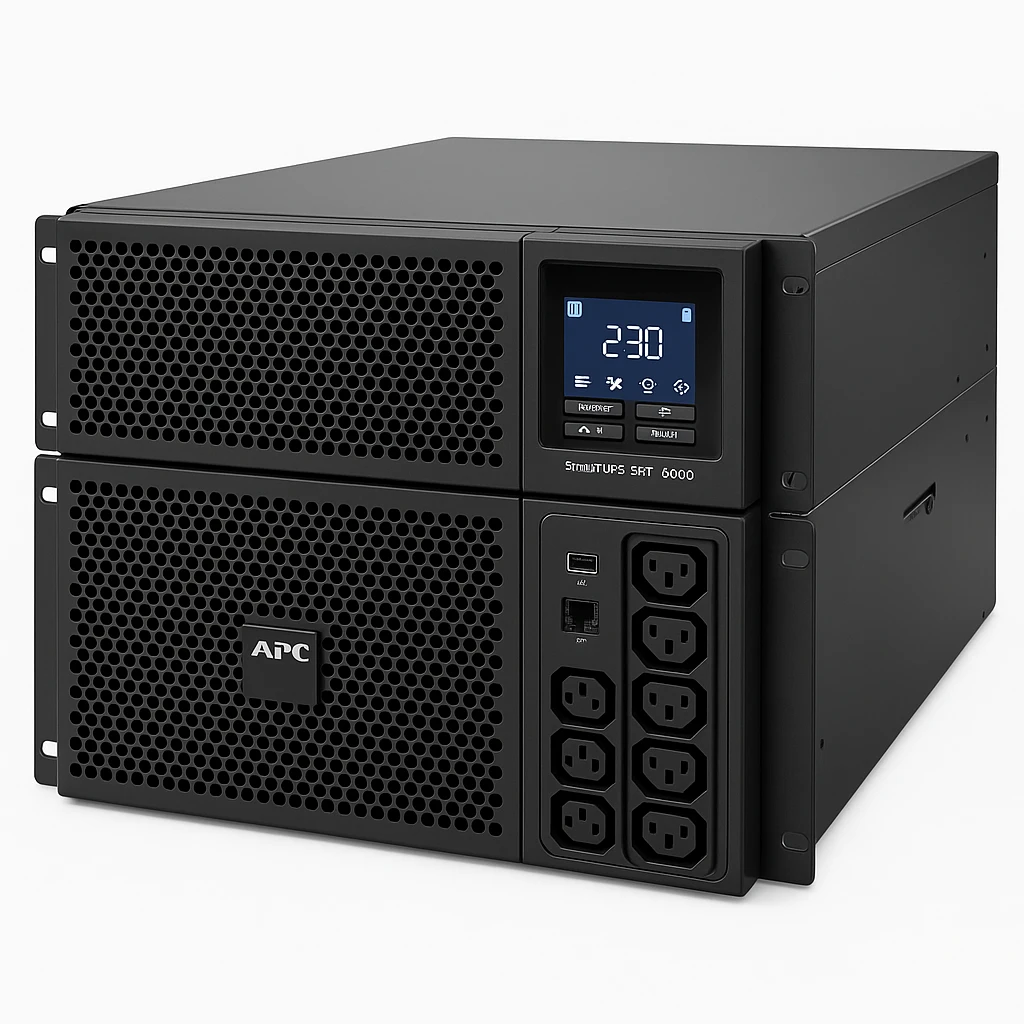 APC Smart-UPS SRT 8000VA - UPS (montaje en rack / externo) - CA 230 V - 8000 vatios - 8000 VA - Ethernet 10/100, USB - conectores de salida: 14 - 6U - negro