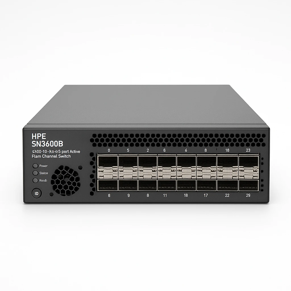HPE SN3600B 32Gb 24-port/8-port Active Fibre Channel Switch - Conmutador - Gestionado - 8 x 32Gb Fibre Channel SFP28 + 16 x canal de fibra SFP28 de 32 Gb con puertos a demanda - montaje en ra