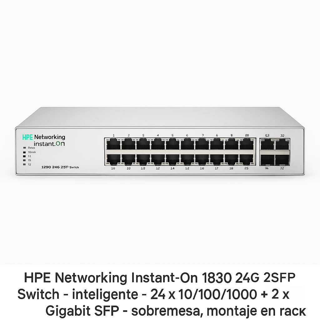 HPE Networking Instant On 1830 24G 2SFP Switch - Conmutador - inteligente - 24 x 10/100/1000 + 2 x Gigabit SFP - sobremesa, montaje en rack