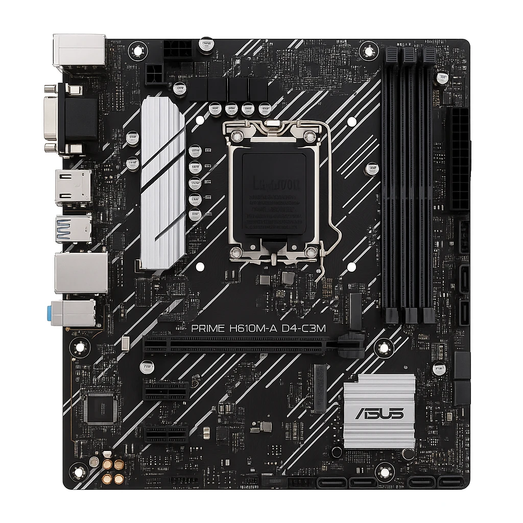 ASUS PRIME H610M-A D4-CSM - Placa base - micro ATX - Socket LGA1700 - H610 Chipset - USB 3.2 Gen 1, USB 3.2 Gen 2 - Gigabit LAN - Tarjeta gráfica (CPU necesaria) - HD Audio (8-canales)