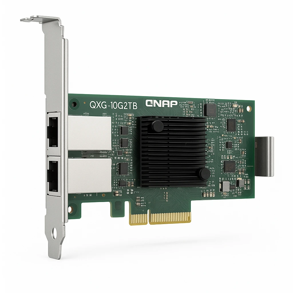 QNAP QXG-10G2TB - Adaptador de red - PCIe 3.0 x4 perfil bajo - 10Gb Ethernet x 2 - para QNAP QSW-2104-2T, QSW-M1208-8C, QSW-M2116P-2T2S, QSW-M408-4C