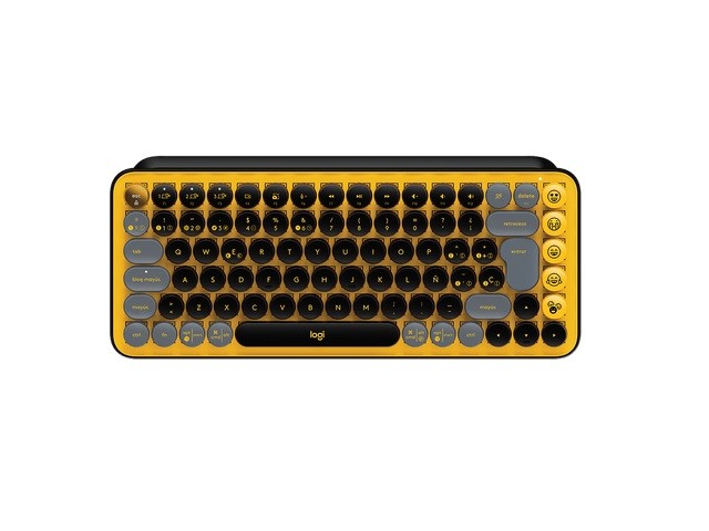 Logitech POP Keys - Teclado - Inalámbrico - Español - Bluetooth LE / Bluetooth 5.1 / Bluetooth - Diseño ergonómico - Amarillo