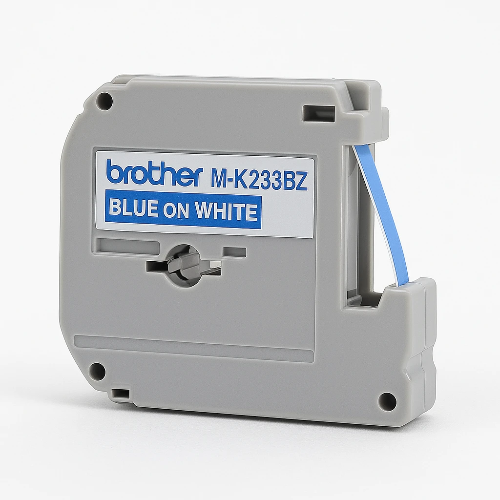 Brother M-K233BZ - Azul sobre blanco - rollo (1,2 cm x 8 m) 1 uds. cinta para impresora - para P-Touch PT-55, PT-55P, PT-65, PT-75, PT-90, PT-BB4