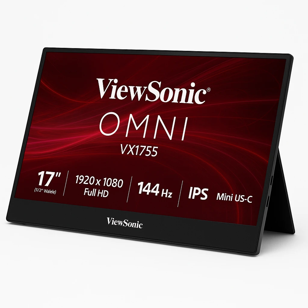 ViewSonic OMNI VX1755 - Monitor LED - 17" (17.2" visible) - portátil - 1920 x 1080 Full HD (1080p) @ 144 Hz - IPS - 250 cd/m² - 800:1 - 4.489 ms - Mini HDMI, 2xUSB-C - altavoces