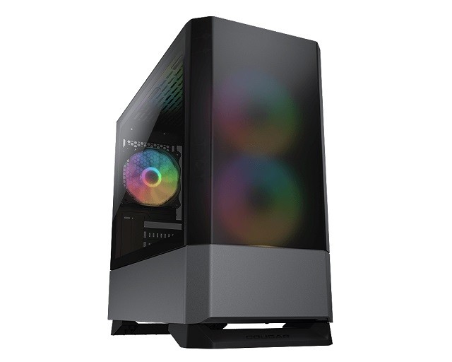 Cougar MG140 RGB - MT - micro ATX - panel lateral con ventana (cristal templado) - sin fuente de alimentación - gris hierro - USB/Audio