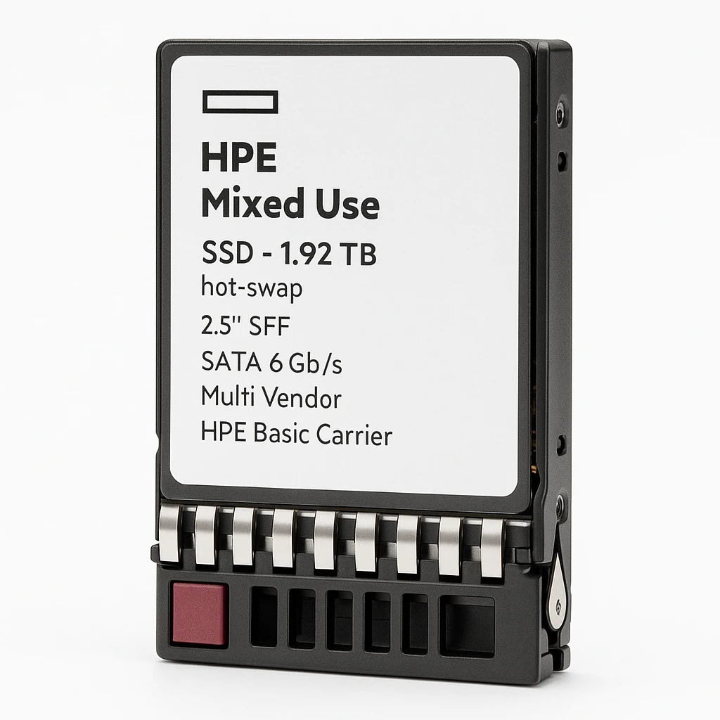 HPE Mixed Use - SSD - 1.92 TB - hot-swap - 2.5" SFF - SATA 6Gb/s - Multi Vendor - con HPE Basic Carrier - para ProLiant DL20 Gen10 Plus, DL325 Gen10 Plus, DL360 Gen10 Plus, DL385 Gen10 Plus, 