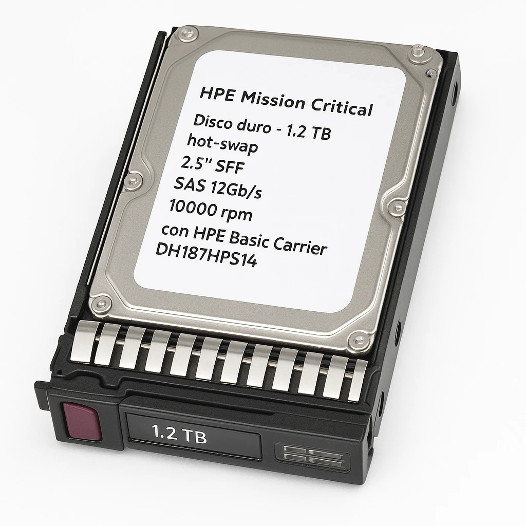 HPE Mission Critical - Disco duro - 1.2 TB - hot-swap - 2.5" SFF - SAS 12Gb/s - 10000 rpm - con HPE Basic Carrier