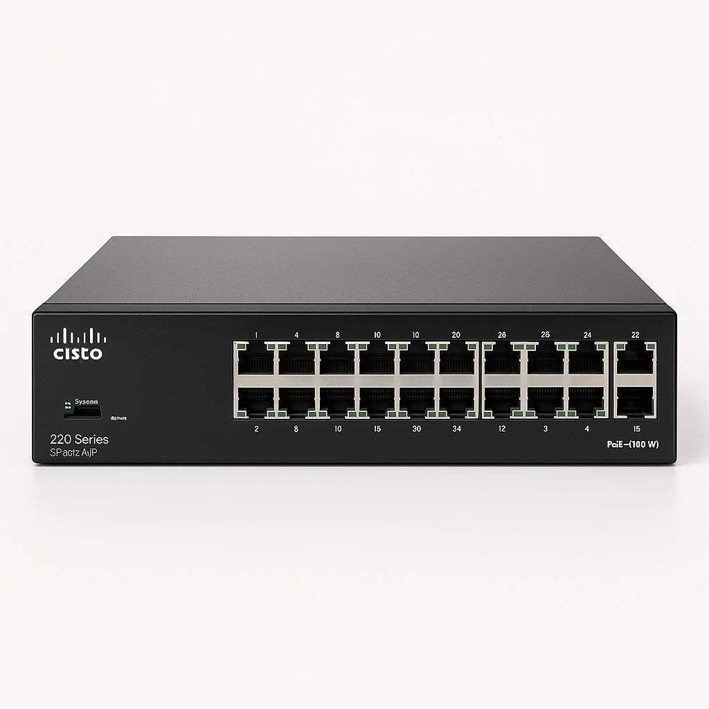 Cisco 220 Series SF220-24P - Conmutador - Gestionado - 4 x 10/100 (PoE+) + 20 x 10/100 (PoE) + 2 x Gigabit SFP combinado - sobremesa, montaje en rack - PoE+ (180 W)
