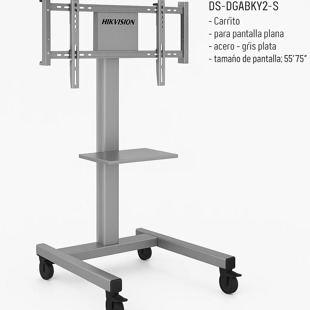 Hikvision DS-D5ABKY2-S - Carrito - para pantalla plana - acero - gris plata - tamaño de pantalla: 55"-75"